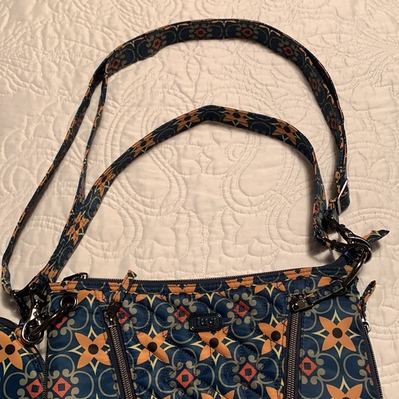 Lug Bag Womens Swivel Convertible Crossbody Floral Quilted Blue Shoulder Purse - Picture 12 of 12